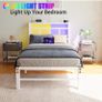 Single Bed Frame with Headboard&LED Lights,Heavy Duty Metal Platform Bed Frame Single with Charging Station, Image 2