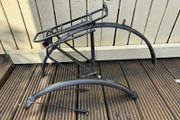 Touring bike rear rack and mudguard set