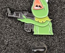 Kermit, the muppets, pin back badge.