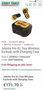 DeWalt Pro-X1 Jobsite True Wireless Earbuds with Charging Case