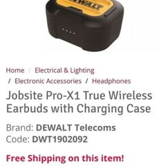 DeWalt Pro-X1 Jobsite True Wireless Earbuds with Charging Case