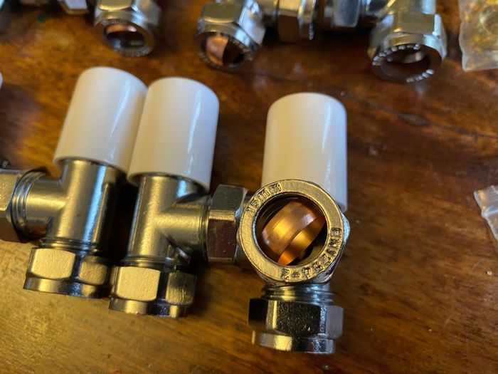 New EPH Radiator 15mm Lock shield Valves & Fittings