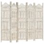 Hand carved 5-Panel Room Divider White 200x165 cm Solid Mango Wood Image 6