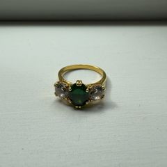 3 Stone ring Oval Emerald and Brilliants in 9ct Gold