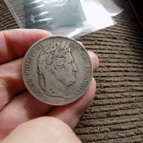 France 1833 W,5 francs.King Louis Philippe.90% silver.