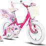 Unicorn 12/14/16/18 Inch Girls Bike for 2-9 Years Old Kids, 12/14/16/18 Inch Gilrs Bike with Stabilisers & Doll Seat& Basket & hand brakes Image 2