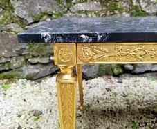 Mid-century french embossed brass & marble coffee table