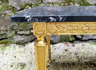 Mid-century french embossed brass & marble coffee table
