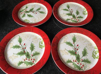 4   Large Christmas Salad / Side Plates