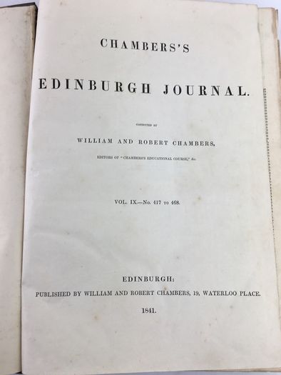 Rare antique Chambers Edinburgh journal 1841 Vol IX