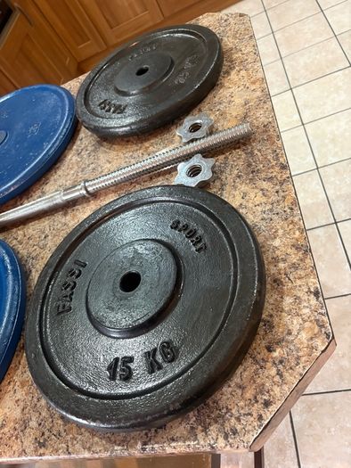 100kg Lifetime Gym Metal Weights Set And 7kg Solid Steel Barbell!