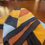 SAMOON scarf / shawl in mustard , blue , black and white . Image 3