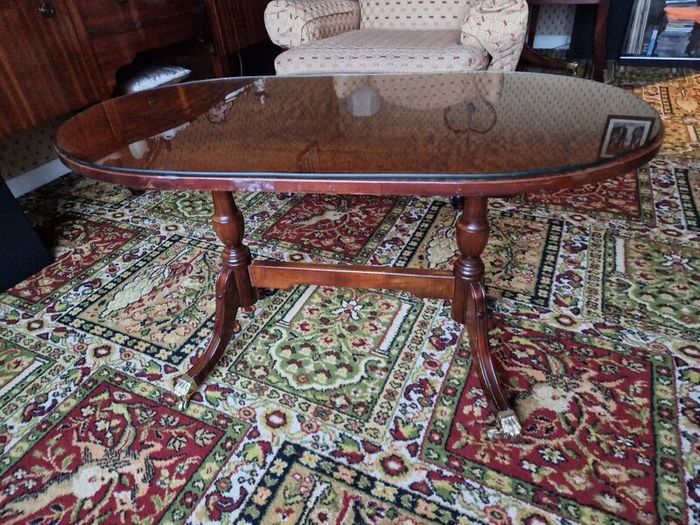 Solid mahogany/glass top coffee table