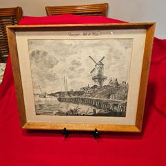 Hand Drawn Charcoal Copy of Jacob van Ruisdael  - Mill at Wijk  -  Framed ,  Glazed