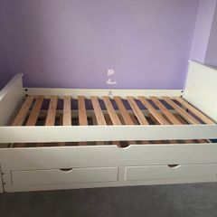 Kids single bed with trundle bed and drawers