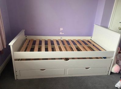Kids single bed with trundle bed and drawers