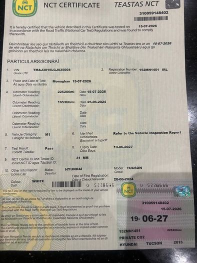 Hyundai Tucson 2015, MCT 6/2027, Taxed 12/2026