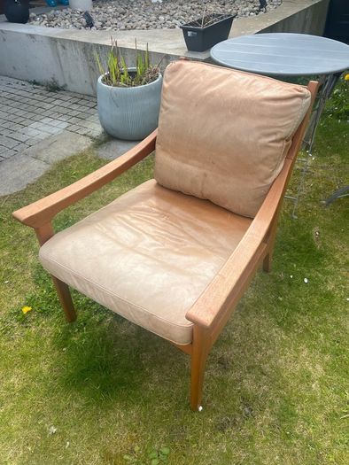 Leather wood Armchair