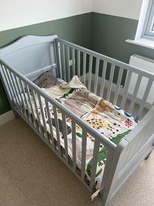 Babylo Ella Cot Bed Grey with mattress