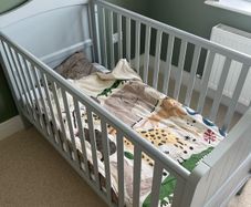 Babylo Ella Cot Bed Grey with mattress