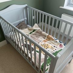 Babylo Ella Cot Bed Grey with mattress