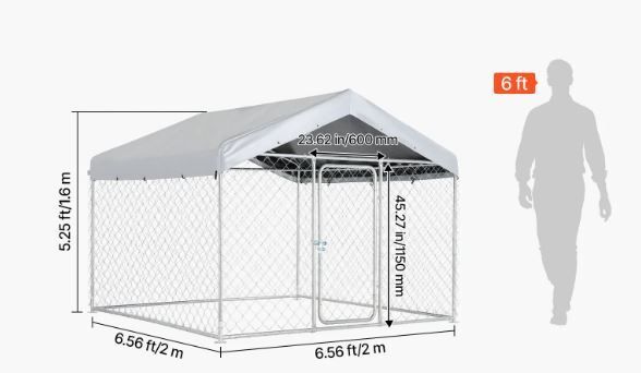 Large Outdoor Dog Kennel, 2 x 2 x 1.6 m