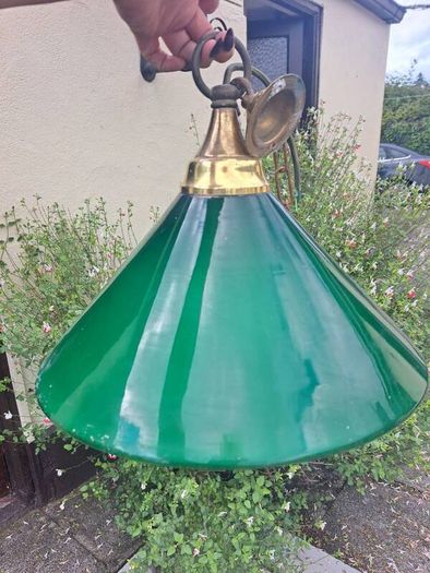 Green glass lampshades x2