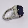 Lapis Lazuli Clover Leaf Ring in Platinum Overlay Sterling Silver 6.18 Ct. Image 4