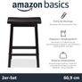 Kitchen Stools Solid Wood Low Bar Stools Dining Chair Easy Assemble Modern Set of 2 24" Tall Black Image 3