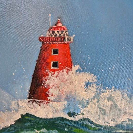Storm Bram at Poolbeg Lighthouse | Oil Painting on canvas