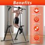 Foldable Power Tower Pull Up and Dip Station Free Standing 6 Level Adjustable 175-210 cm Stable Triangular Base Space Saving Home Gym Equipment Image 4