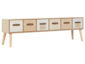 TV Cabinet with 6 Drawers 130x30x40 cm Solid Pinewood