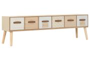TV Cabinet with 6 Drawers 130x30x40 cm Solid Pinewood