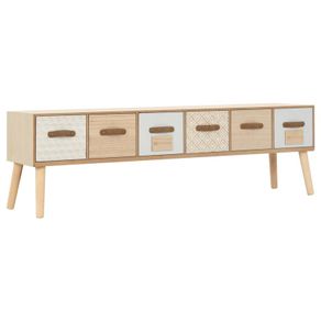 TV Cabinet with 6 Drawers 130x30x40 cm Solid Pinewood
