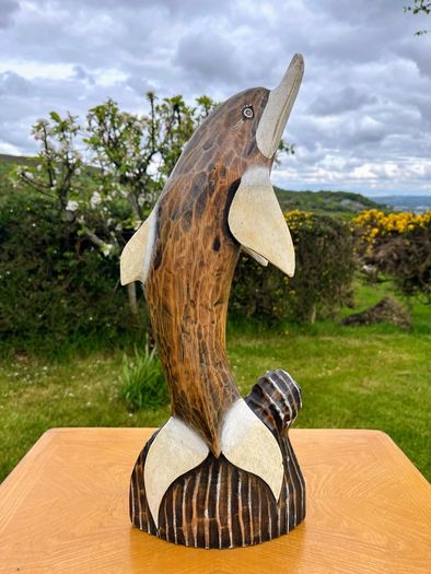 Wooden Dolphin Sculpture 50 cm in height