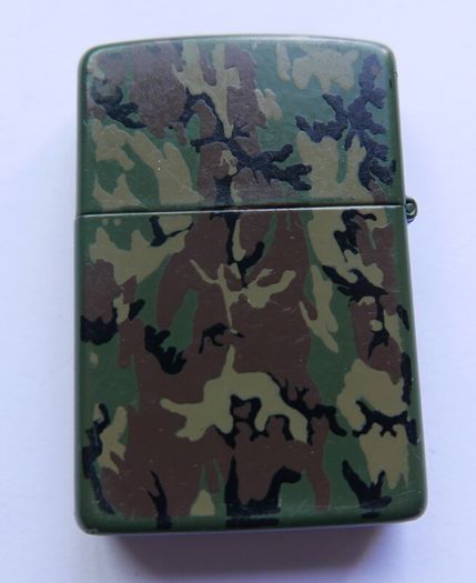 Vintage Zippo Lighter - Camo Camouflage Green Olive Drab Matte Finish
