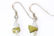 Silver Raw Peridot Wire Wrapped Earrings
