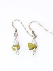 Silver Raw Peridot Wire Wrapped Earrings