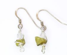 Silver Raw Peridot Wire Wrapped Earrings
