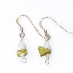 Silver Raw Peridot Wire Wrapped Earrings