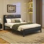 Double Bed Frame With Storage Headboard, Upholstered Platform Bed Frame/Mattress Foundation/Metal Slat Support/No Box Spring Needed/Dark Grey Image 7