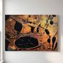 Limited edition contemporary tech-art, abstract series - Black oil spheres / gold leaf texture Image 9