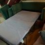 Green Velvet 2-Seater Sofa Bed with Pink Fringe Image 3