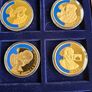 European Union 1998 2000 Gold Plated Proof Coin Medal Lot of 12 in Mahogany Holder 40mm Image 4