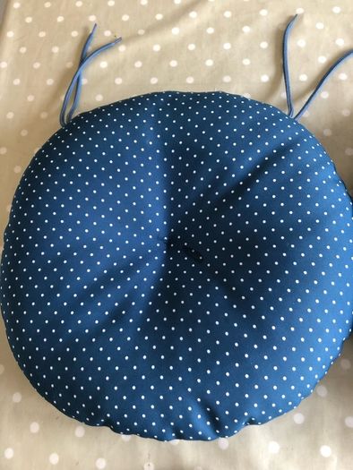 Polka Dot Round Cushions With Ties x2