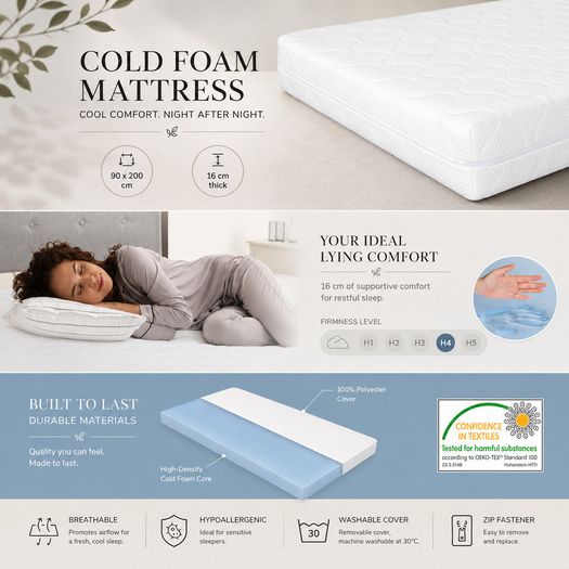 Single Bed with Mattress  Grey Upholstered