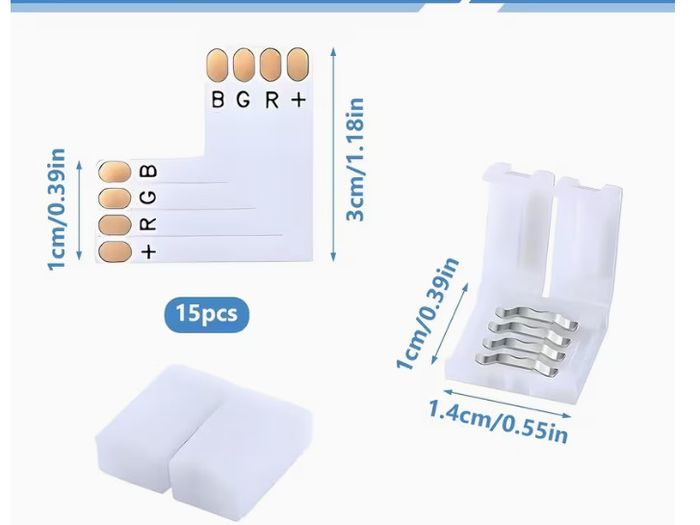30pcs 4-Pin LED Connectors 10Mm L-Shape Solderless Connector Kit Heat Resistant RGB LED Light Strip Connectors Quick Connector Solderless Unwired for 10Mm SMD5050 Multicolour Strips Splice Extend