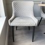 Set of 6 Grey Velvet Dining Chairs Image 2