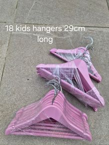 Set of 18 Pink Kids' Wooden Hangers 29cm