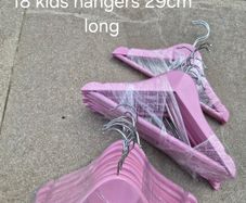 Set of 18 Pink Kids' Wooden Hangers 29cm